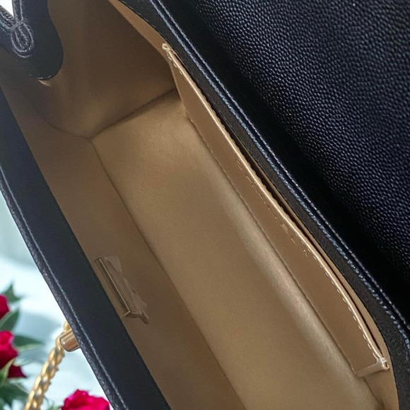 CHANEL 23S Classic Top  Handle Flap Black Caviar Leather Gold HWR Small Bag! - Picture 6 of 16